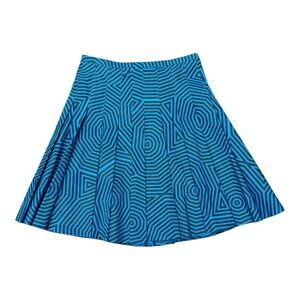 Akris Punto Fun Geometric Print  A Line Mini Pleated Cotton Skirt Women's Size 6